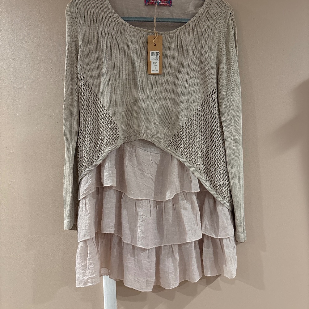 Khaki colored tunic/mini dress